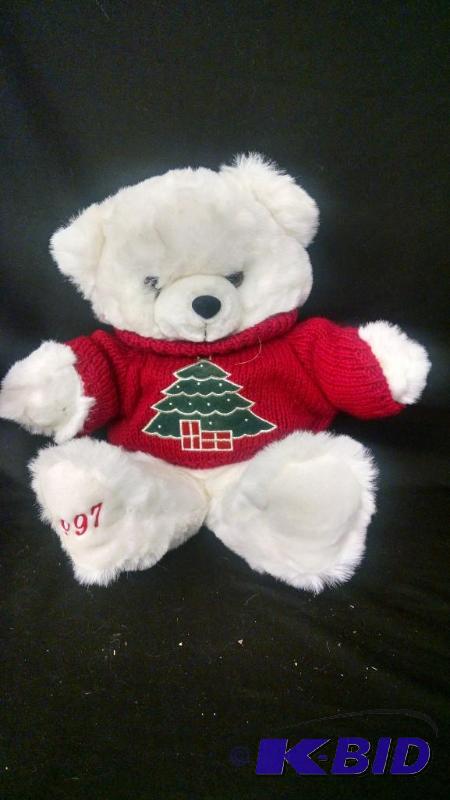 Christmas teddy bear 1997 with knit sweater ...