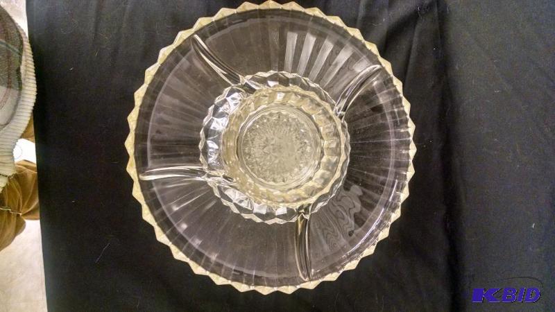 Serving tray 3 piece set. Silver, lazy susan...