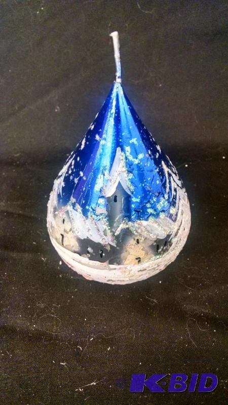 Candle handpainted with winter scene. 5&quot...