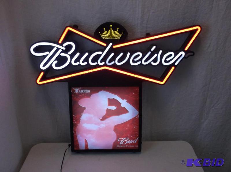 lot 20 image: Large Budweiser bar light measuring 29 12&qu...