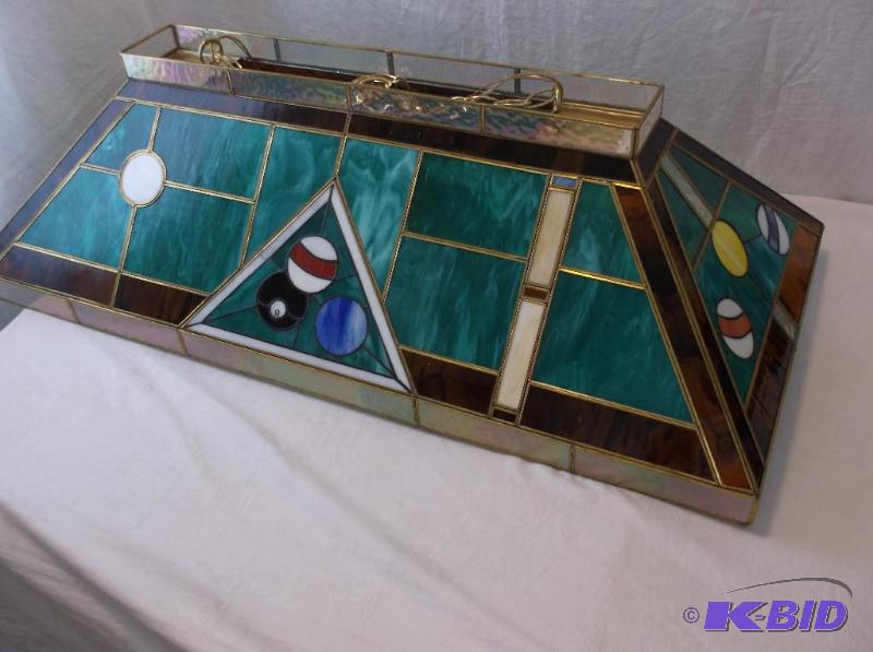 lot 21 image: Beautiful custom made stained glass pool tabl...