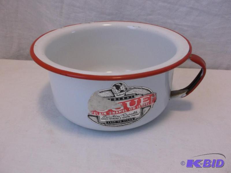 lot 29 image: Very large porcelain enamel cup  in great di...