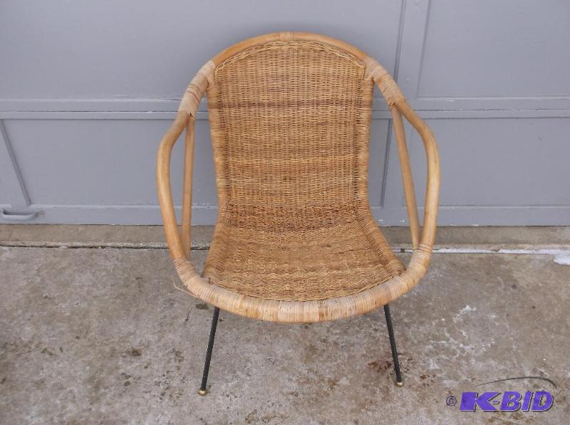 lot 61 image: Solid Wicker & metal chair in good usable...