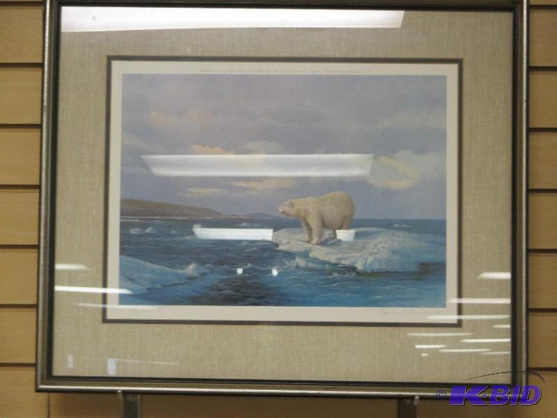 Framed Signed & Numbered Owen J. Gromme Polar Bear - Hudson Bay