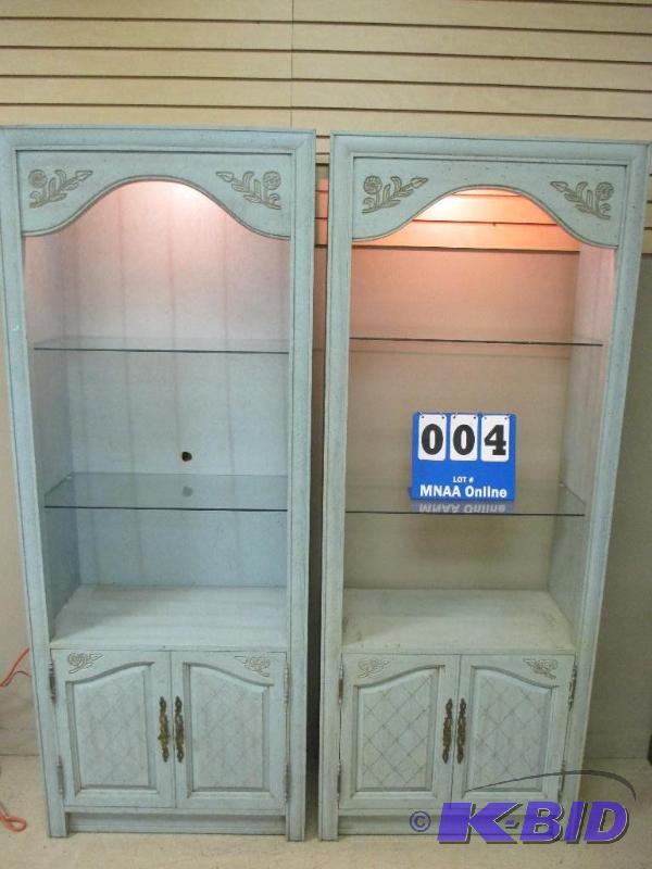 Two Blue Lighted Shelves
