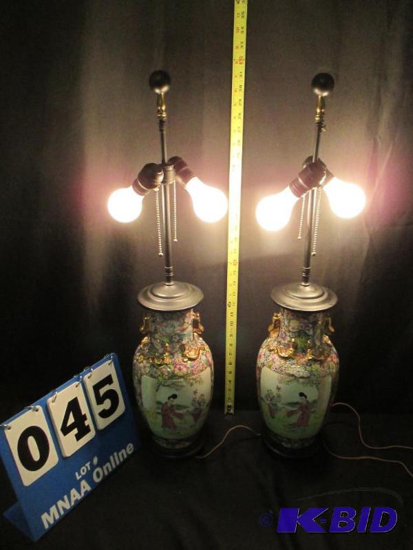 Pair of Ornate Asian Inspired Table Lamps