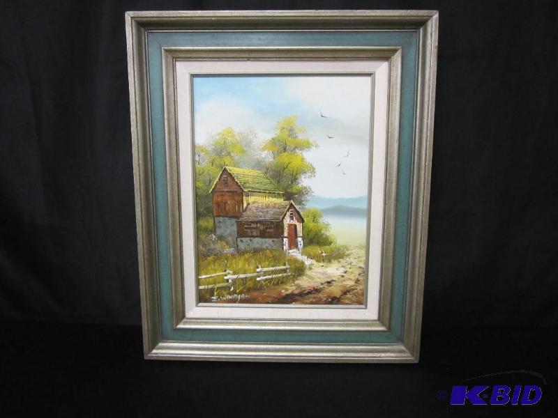 Framed & Matted E. Woodson Cabin Painting