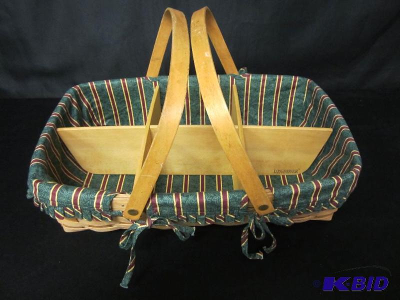 Large Longaberger Basket With Liner & Divider