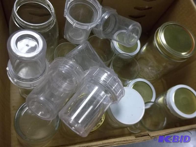 lot of misc glass and canning jars and containers