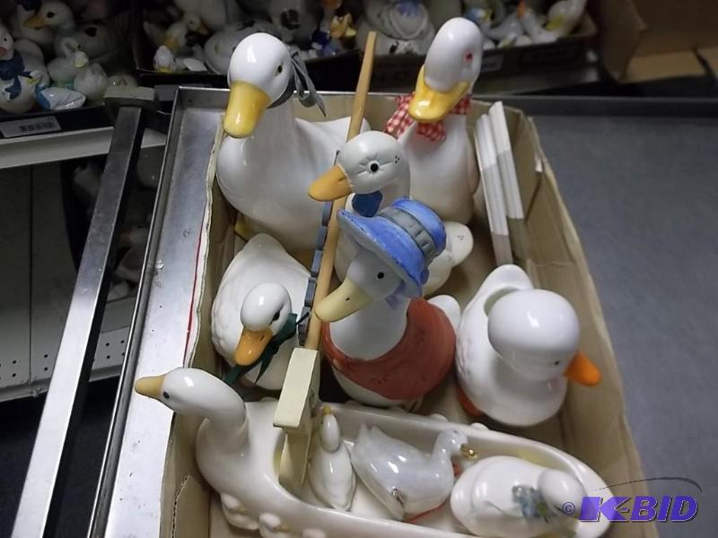 lot of ceramic goose and duck figurenes