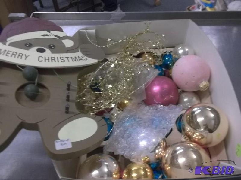 box of miscellanous christmas decorations