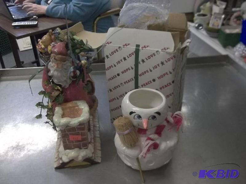 christmas santa tin snowman tea light new missing hat