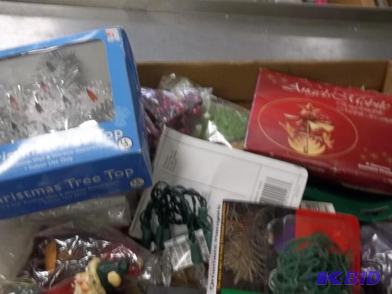 box of miscellanous christmas decorations