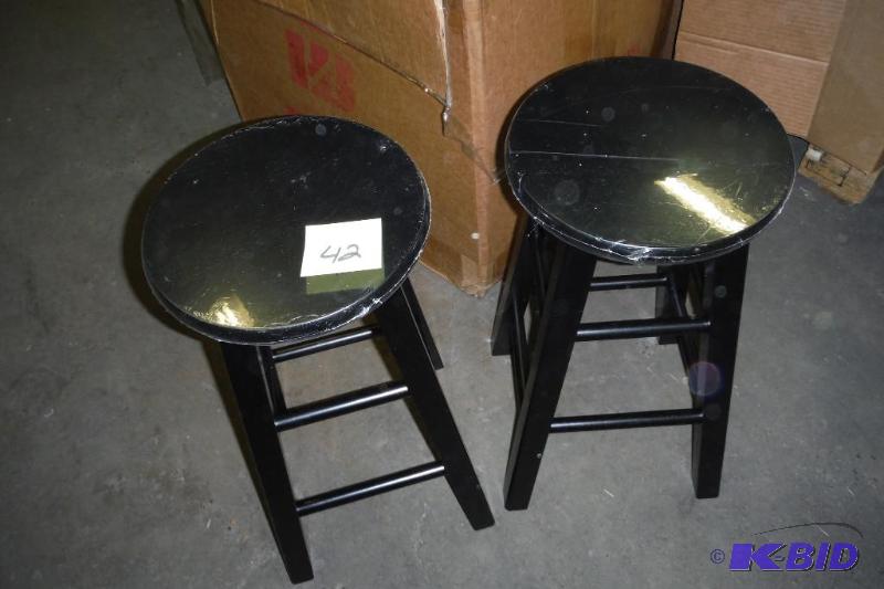 lot 42 image: Lot of 2 24 inch Solid Wood Bar Stools