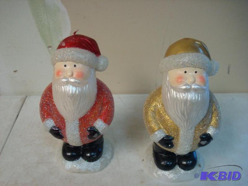 Pair Of Pottery Barn Santa Decorative Candles...