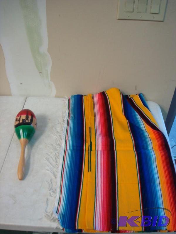 Mexican Poncho Blanket And Maraca&nbsp...