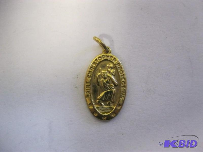 St. Christopher Necklace Pendant, 14k GOLD FI...