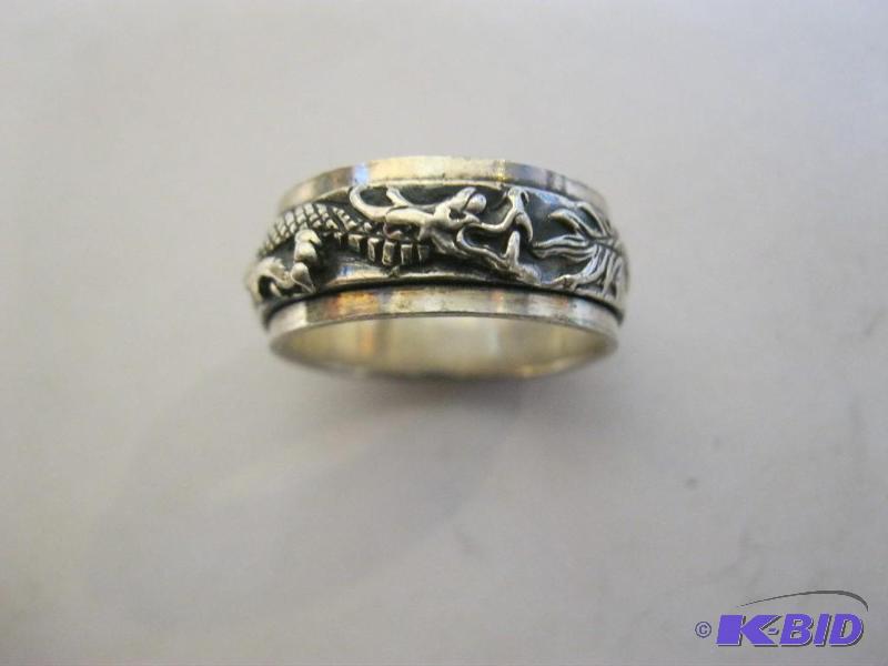 Mechanical Spinning Dragon Ring, Marked 925...