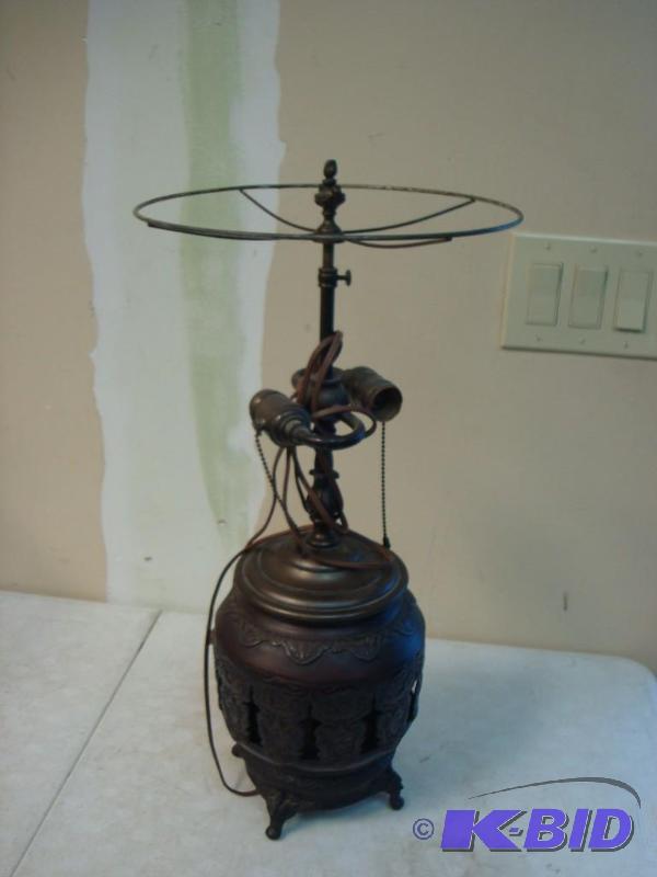 Vintage Lamp, Made Of Cast Ornate Metal, Unte...