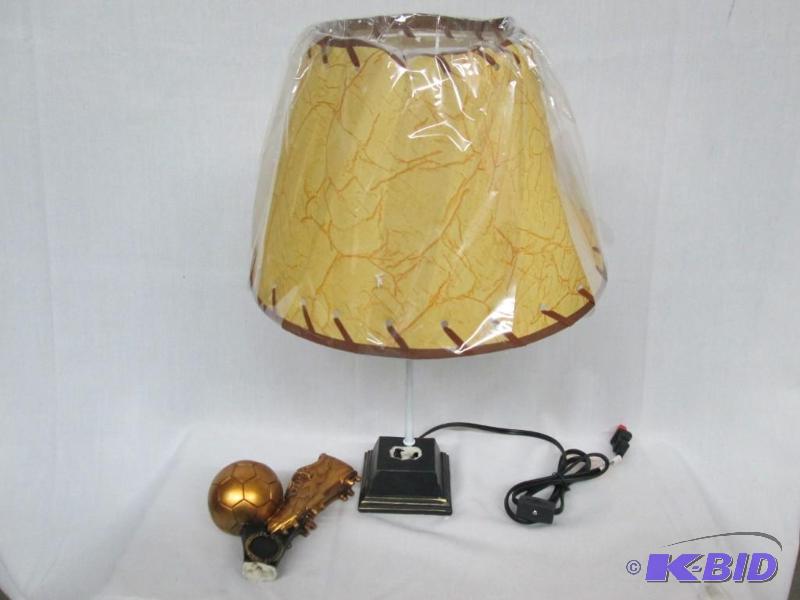 lot 49 image: Gold Soccer Ball Lamp