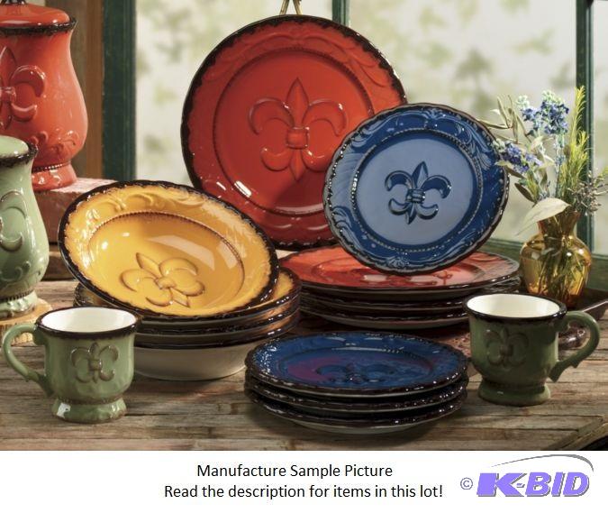 lot 114 image: Fleur De Lis Dinnerware Set - 9 pieces only -...