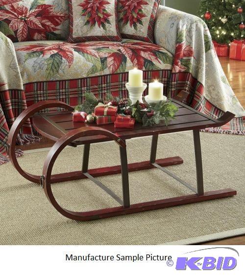 lot 127 image: Distressed Wood Sleigh Table - Classic wood, ...