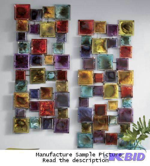 lot 14 image: Set of 2 Squares Metal Wall Art -&nbspSay go...