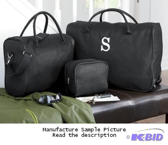 lot 16 image: Three Piece Black Bag Set -&nbspTextured mic...