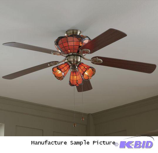 lot 184 image: Reversible Stained Glass Ceiling Fan -&nbspS...