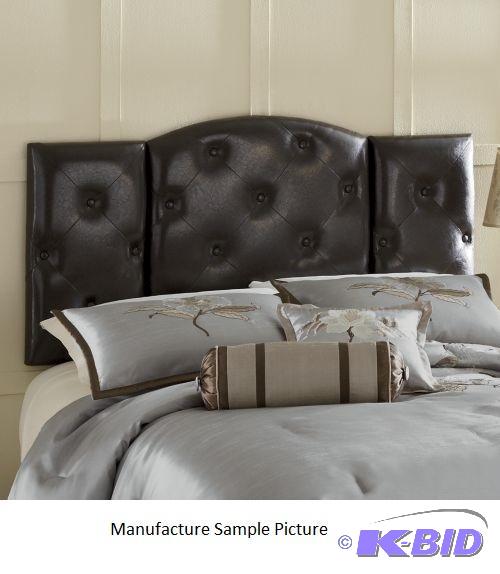lot 65 image: Dark Brown Tufted King Size Headboard - ...
