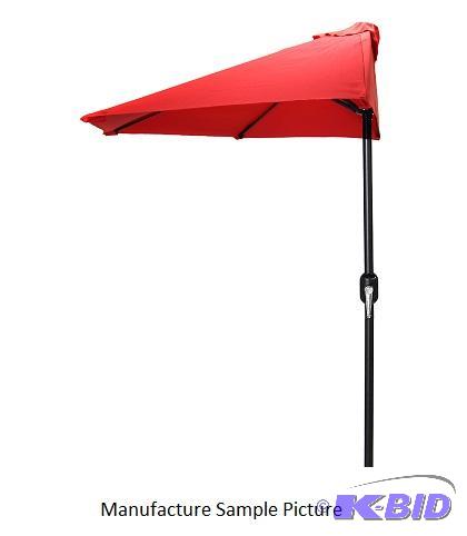 lot 67 image: Nine Foot Steel Half Round Market Umbrella - ...