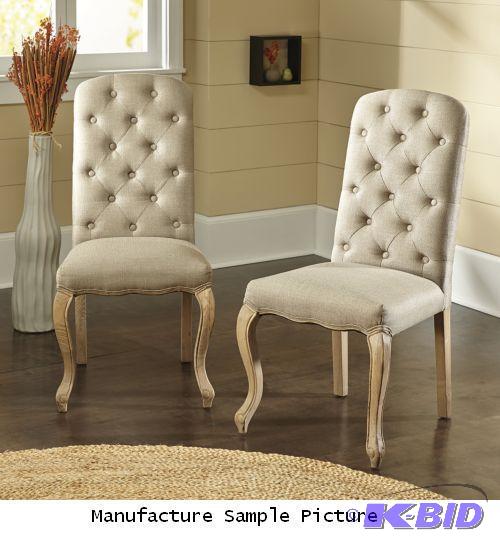 lot 8 image: Set of 2 Tufted Dining Chairs - Elegant style...