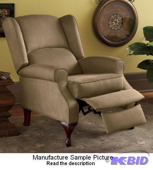 lot 82 image: Tan Exclusive Pushback Recliner - This wingba...