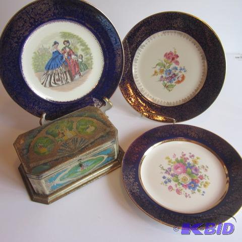 Cobalt Edged Plates, Tins