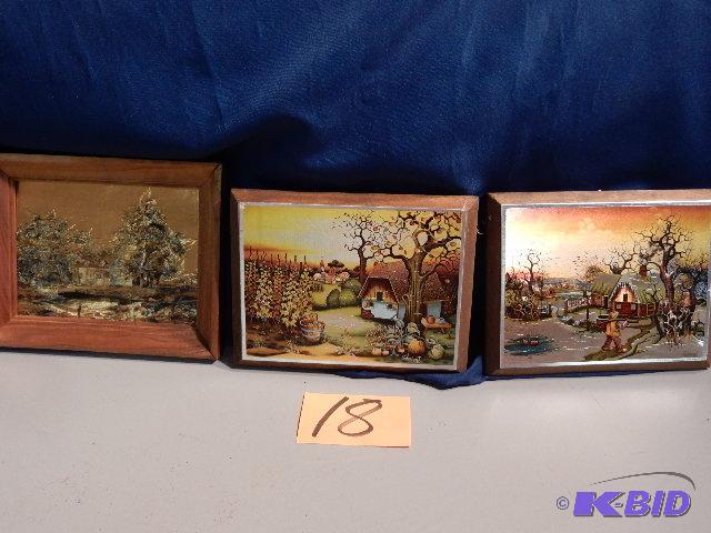 lot 18 image: 3 Foil Prints. 1, 10in x 8 in, artist unknown...