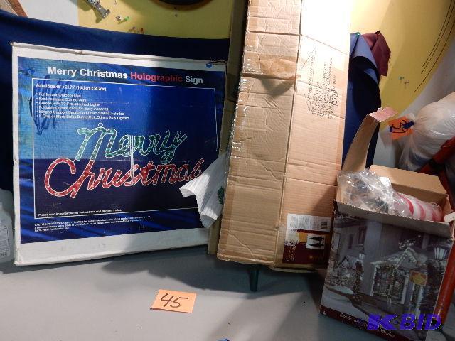 lot 45 image: Merry Christmas Holographic Sign, Candy Can L...