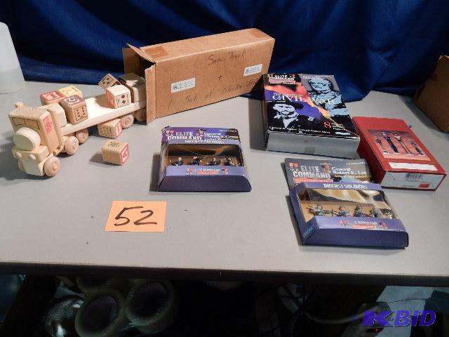lot 52 image: Elite Command Die Cast Soldiers, Semi Truck B...