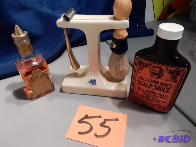 lot 55 image: OLD SPICE Razor and brush stand along with CH...