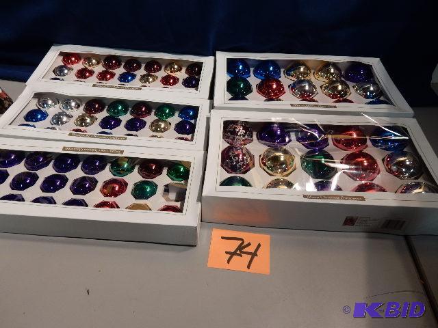 lot 74 image: 3, 21 ornament boxes 2, 15 ornament boxes.. ...