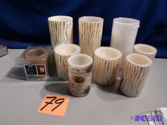 lot 79 image: LED PILLAR CANDLES, most Tree trunk theme.   ...