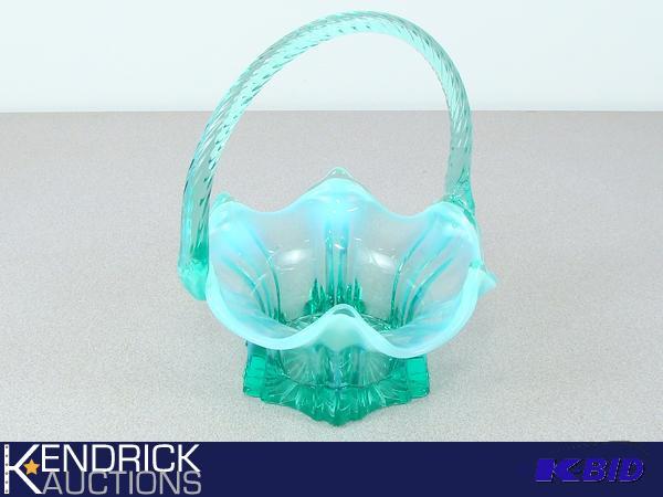 Blue Opalescent Fenton Basket