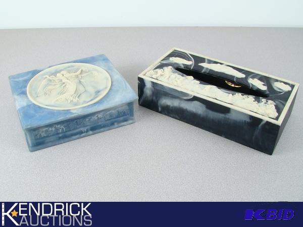 Vintage Incolay Box and a Vintage Incolay Tissue Box Cover