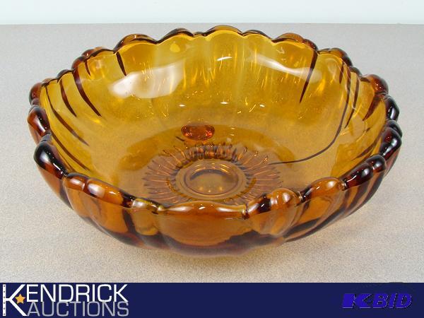 Large Amber Depression Glass Serving Bowl