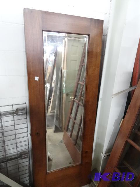 lot 117 image: Vintage Wood Door, One Side has a Mirror 28 X...