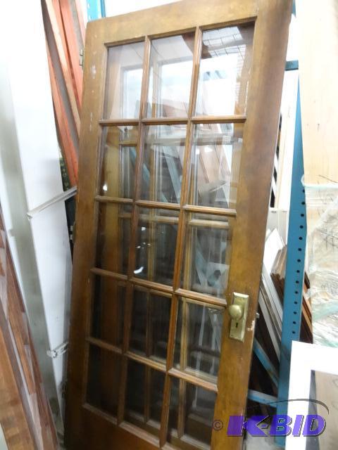 lot 121 image: 36 X 83 Vintage Wood Door 15 Glass Panels...