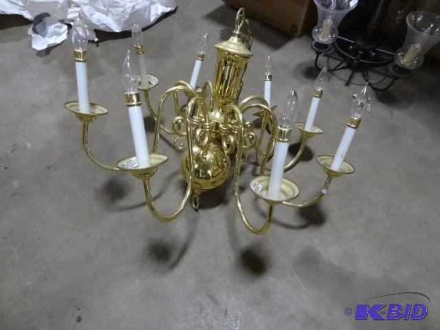 lot 148 image: Brass Finish Chandelier...