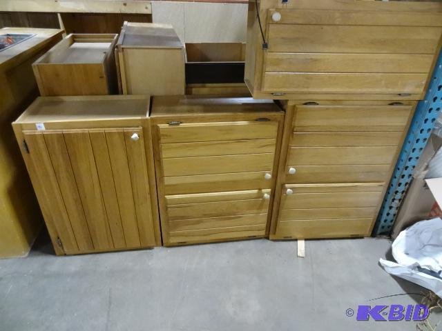 lot 156 image: 6 Wall Hanging Wood Cabinets...