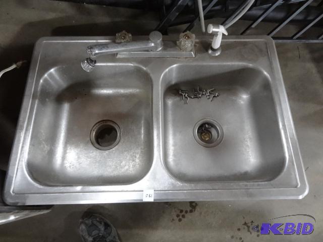 lot 180 image: Stainless Double Basin Sink 33 X 22...
