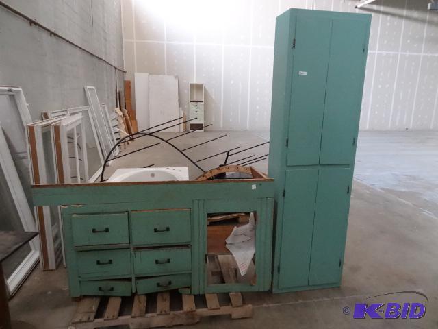 lot 61 image: 58 X 21 X 35 Vintage Cabinet. Not Complete. T...