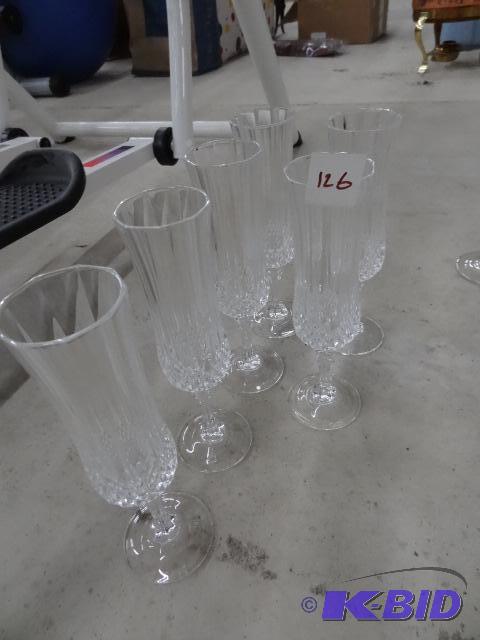 6 Fluted Crystal Champagne Glases...